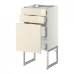 МЕТОД / МАКСИМЕРА Напольн шкаф 3фронт пнл/2низ/2ср ящ - 40x37x60 см, Рингульт глянцевый кремовый, белый