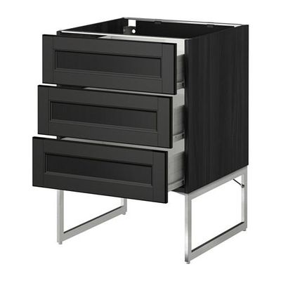 МЕТОД / ФОРВАРА Нплн шк 3 фрнт/3 средн ящика - 60x60x60 см, Лаксарби черно-коричневый, под дерево черный МЕТОД / ФОРВАРА Нплн шк 3 фрнт/3 средн ящика - 60x60x60 см, Лаксарби черно-коричневый, под дерево черный