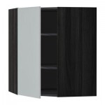 МЕТОД Угловой навесной шкаф с полками - 68x80 см, Веддинге серый, под дерево черный