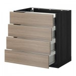 МЕТОД / ФОРВАРА Напольн шкаф 4 фронт панели/4 ящика - 80x60 см, Брокхульт под грецкий орех светло-серый, под дерево черный МЕТОД / ФОРВАРА Напольн шкаф 4 фронт панели/4 ящика - 80x60 см, Брокхульт под грецкий орех светло-серый, под дерево черный
