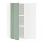 МЕТОД Угловой навесной шкаф с полками - белый, Калларп глянцевый светло-зеленый, 68x100 см