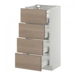 МЕТОД / МАКСИМЕРА Напольн шкаф 4 фронт панели/4 ящика - 40x37 см, Брокхульт под грецкий орех светло-серый, белый МЕТОД / МАКСИМЕРА Напольн шкаф 4 фронт панели/4 ящика - 40x37 см, Брокхульт под грецкий орех светло-серый, белый