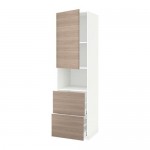 МЕТОД / МАКСИМЕРА Высокий шкаф д/СВЧ/дверца/2ящика - белый, Брокхульт под грецкий орех светло-серый, 60x60x220 см МЕТОД / МАКСИМЕРА Высокий шкаф д/СВЧ/дверца/2ящика - белый, Брокхульт под грецкий орех светло-серый, 60x60x220 см