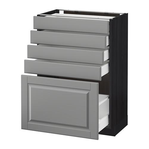 МЕТОД / МАКСИМЕРА Напольный шкаф с 5 ящиками - под дерево черный, Будбин серый, 60x37 см