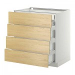 МЕТОД / ФОРВАРА Нплн шк 4фрнт/2нзк/3срд ящ - 80x60 см, Тингсрид под березу, белый