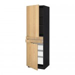 МЕТОД / МАКСИМЕРА Высок шкаф+полки/5ящк/2дверцы/2фрнт - под дерево черный, Экестад дуб, 60x60x200 см МЕТОД / МАКСИМЕРА Высок шкаф+полки/5ящк/2дверцы/2фрнт - под дерево черный, Экестад дуб, 60x60x200 см