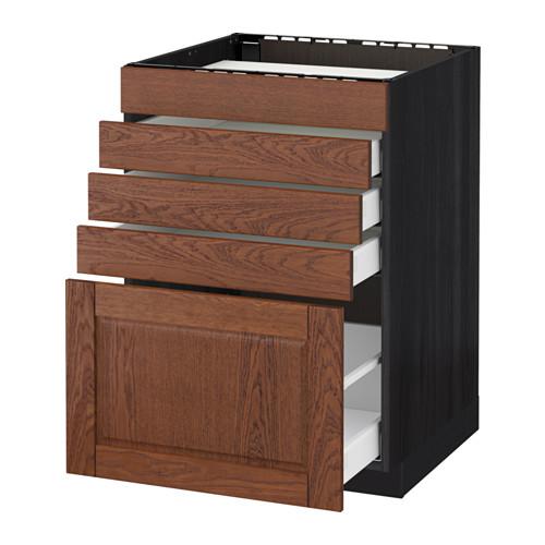 МЕТОД / МАКСИМЕРА Напольн шк д/вар панели/5фасад/4ящ - под дерево черный, Филипстад коричневый, 60x60 см МЕТОД / МАКСИМЕРА Напольн шк д/вар панели/5фасад/4ящ - под дерево черный, Филипстад коричневый, 60x60 см