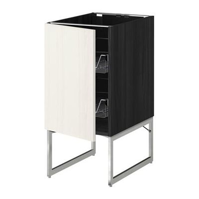 МЕТОД Напольный шкаф с проволочн ящиками - 40x60x60 см, Росдаль белый ясень, под дерево черный