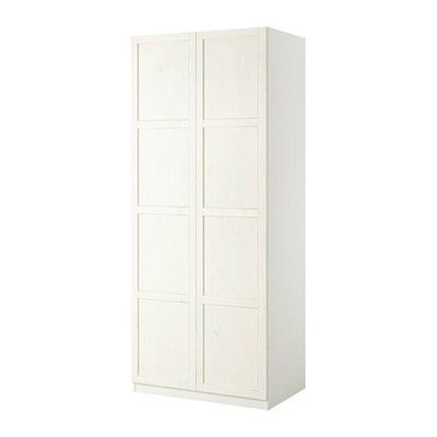 ПАКС Гардероб 2-дверный - Хемнэс белая морилка, белый, 100x60x236 см, плавно закрывающиеся петли
