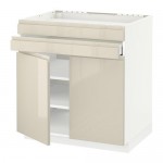 МЕТОД / МАКСИМЕРА Нап шк д/вар панели/2ящ/2фасада/1ящ - белый, Воксторп глянцевый светло-бежевый