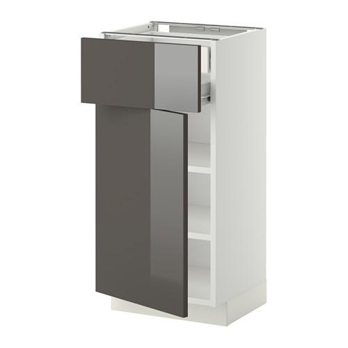 МЕТОД / ФОРВАРА Напольн шкаф двр/фр пнл/плк/2низ ящ - белый, Рингульт глянцевый серый, 40x37 см МЕТОД / ФОРВАРА Напольн шкаф двр/фр пнл/плк/2низ ящ - белый, Рингульт глянцевый серый, 40x37 см