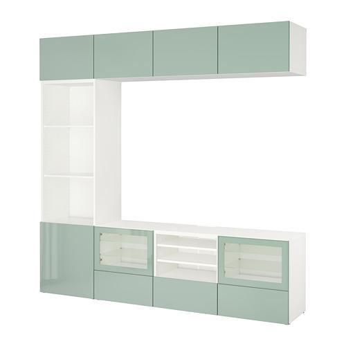 BESTÅ шкаф для ТВ, комбин/стеклян дверцы