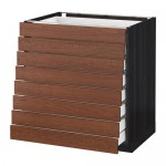 МЕТОД / МАКСИМЕРА Наполн шкаф 8 фронт/8 низк ящиков - под дерево черный, Филипстад коричневый, 80x60 см