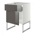 МЕТОД / ФОРВАРА Напольный шкаф с ящиком/дверью - белый, Рингульт глянцевый серый, 60x60x60 см