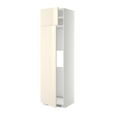 МЕТОД Выс шкаф д/холодильн или морозильн - 60x60x220 см, Рингульт глянцевый кремовый, белый