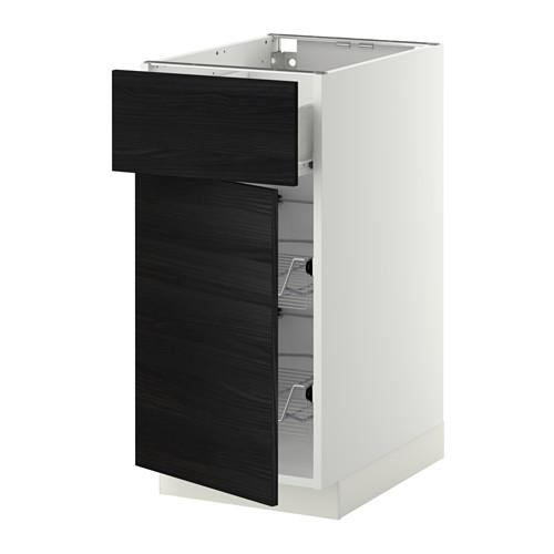 МЕТОД / ФОРВАРА Напольн шкаф с пров корз/ящ/дверью - белый, Тингсрид под дерево черный, 40x60 см МЕТОД / ФОРВАРА Напольн шкаф с пров корз/ящ/дверью - белый, Тингсрид под дерево черный, 40x60 см
