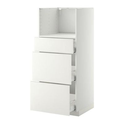 МЕТОД / МАКСИМЕРА Высокий шкаф д/СВЧ с 3 ящиками - Хэггеби белый, белый