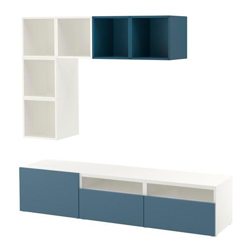 БЕСТО / ЭКЕТ Комбинация для ТВ - белый/темно-синий, направляющие ящика,нажимные БЕСТО / ЭКЕТ Комбинация для ТВ - белый/темно-синий, направляющие ящика,нажимные