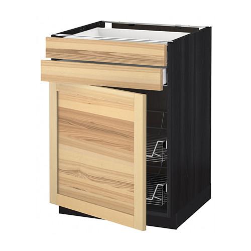 МЕТОД / МАКСИМЕРА Напольн шкаф/дверца/2ящ/првл крзн - под дерево черный, Торхэмн естественный ясень, 60x60 см