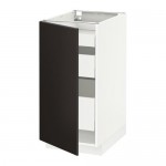 МЕТОД / МАКСИМЕРА Напольный шкаф с 1двр/3ящ - белый, Кунгсбакка антрацит, 40x60 см МЕТОД / МАКСИМЕРА Напольный шкаф с 1двр/3ящ - белый, Кунгсбакка антрацит, 40x60 см