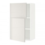 МЕТОД Навесной шкаф с полками/2дверцы - белый, Рингульт глянцевый светло-серый МЕТОД Навесной шкаф с полками/2дверцы - белый, Рингульт глянцевый светло-серый