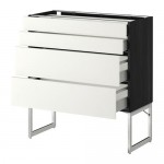 МЕТОД / МАКСИМЕРА Нплн шк 4 фронт/2 низк/2средн ящ - под дерево черный, Хэггеби белый, 80x37x60 см