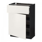 МЕТОД / ФОРВАРА Напольный шкаф с ящиком/дверью - 60x37 см, Веддинге белый, под дерево черный МЕТОД / ФОРВАРА Напольный шкаф с ящиком/дверью - 60x37 см, Веддинге белый, под дерево черный