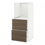 МЕТОД / МАКСИМЕРА Высокий шкаф с 2 ящиками д/духовки - белый, Воксторп под грецкий орех МЕТОД / МАКСИМЕРА Высокий шкаф с 2 ящиками д/духовки - белый, Воксторп под грецкий орех