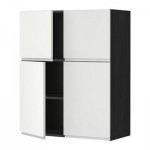 МЕТОД Навесной шкаф с полками/4дверцы - Нодста белый/алюминий, под дерево черный МЕТОД Навесной шкаф с полками/4дверцы - Нодста белый/алюминий, под дерево черный