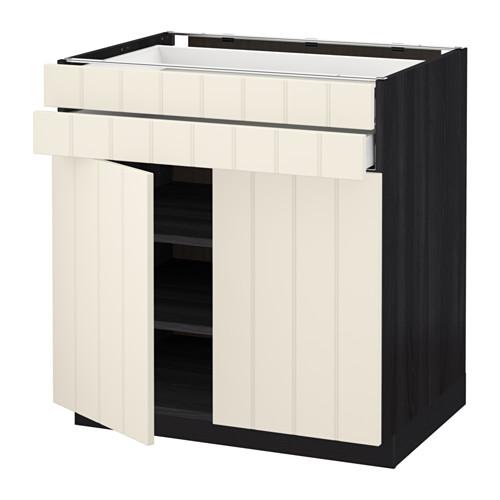 МЕТОД / МАКСИМЕРА Напольный шкаф/2дверцы/2ящика - под дерево черный, Хитарп белый с оттенком, 80x60 см МЕТОД / МАКСИМЕРА Напольный шкаф/2дверцы/2ящика - под дерево черный, Хитарп белый с оттенком, 80x60 см