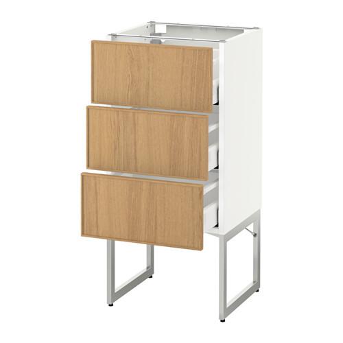 МЕТОД / МАКСИМЕРА Нплн шк 3 фрнт/3 средн ящика - белый, Экестад дуб, 40x37x60 см МЕТОД / МАКСИМЕРА Нплн шк 3 фрнт/3 средн ящика - белый, Экестад дуб, 40x37x60 см