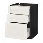 МЕТОД / ФОРВАРА Напольный шкаф с 3 ящиками - 60x60 см, Сэведаль белый, под дерево черный МЕТОД / ФОРВАРА Напольный шкаф с 3 ящиками - 60x60 см, Сэведаль белый, под дерево черный