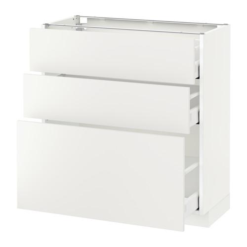 МЕТОД / МАКСИМЕРА Напольный шкаф с 3 ящиками - белый, Хэггеби белый, 80x37 см