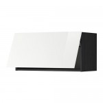 МЕТОД Горизонтальный навесной шкаф - под дерево черный, Рингульт глянцевый белый, 80x40 см