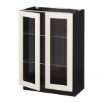 МЕТОД Напольный шкаф с 2 стекл дверцами - под дерево черный, 60x37x80 см