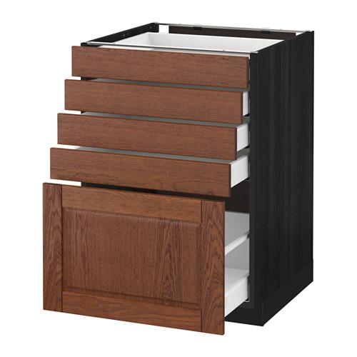 МЕТОД / МАКСИМЕРА Напольный шкаф с 5 ящиками - под дерево черный, Филипстад коричневый, 60x60 см