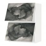 МЕТОД Навесной шкаф/2 дверцы, горизонтал - белый, Кальвиа с печатным рисунком, 60x80 см