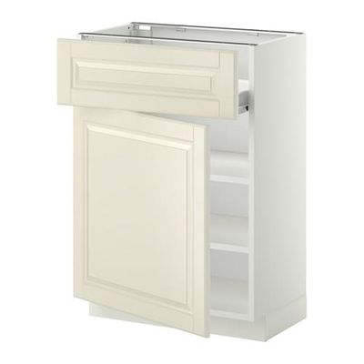 МЕТОД / ФОРВАРА Напольн шкаф с полкой/ящиком/дверью - белый, Будбин белый с оттенком, 60x37 см