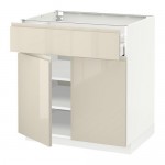 МЕТОД / МАКСИМЕРА Напольный шкаф+ящик/2дверцы - белый, Воксторп глянцевый светло-бежевый, 80x60 см МЕТОД / МАКСИМЕРА Напольный шкаф+ящик/2дверцы - белый, Воксторп глянцевый светло-бежевый, 80x60 см
