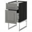 МЕТОД / МАКСИМЕРА Напольн шкаф 2фронт пнл/2низ/1вс ящ - под дерево черный, Будбин серый, 40x60x60 см