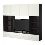 БЕСТО Шкаф для ТВ, комбинация - черно-коричневый/белый