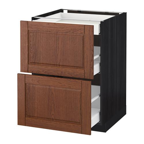МЕТОД / МАКСИМЕРА Напольный шкаф/2фасада/3ящика - под дерево черный, Филипстад коричневый, 60x60 см МЕТОД / МАКСИМЕРА Напольный шкаф/2фасада/3ящика - под дерево черный, Филипстад коричневый, 60x60 см