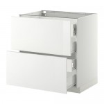 МЕТОД / ФОРВАРА Напольн шкаф 2 фронт пнл/4 средн ящ - белый, Рингульт глянцевый белый, 80x60 см