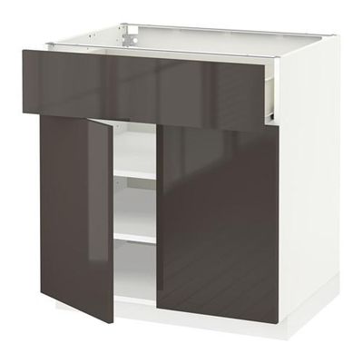 МЕТОД / ФОРВАРА Напольный шкаф+ящик/2дверцы - 80x60 см, Рингульт глянцевый серый, белый МЕТОД / ФОРВАРА Напольный шкаф+ящик/2дверцы - 80x60 см, Рингульт глянцевый серый, белый