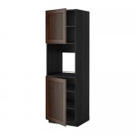 МЕТОД Высок шкаф д/духовки/2дверцы/полки - под дерево черный, Эдсерум под дерево коричневый, 60x60x200 см