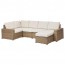 СОЛЛЕРОН Садовый угловой диван 4+1,табурет - коричневый/ФРЁСЁН/ДУВХОЛЬМЕН бежевый