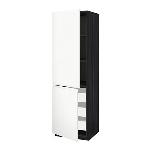 МЕТОД / МАКСИМЕРА Высокий шкаф+полки/3 ящика/2 дверцы - под дерево черный, Воксторп белый, 60x60x200 см МЕТОД / МАКСИМЕРА Высокий шкаф+полки/3 ящика/2 дверцы - под дерево черный, Воксторп белый, 60x60x200 см