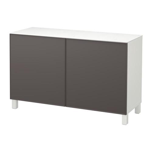 БЕСТО Комбинация для хранения с дверцами - белый/Грундсвикен темно-серый