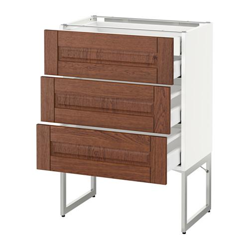 МЕТОД / МАКСИМЕРА Напольн шкаф 3фронт пнл/2низ/2ср ящ - белый, Филипстад коричневый, 60x37x60 см МЕТОД / МАКСИМЕРА Напольн шкаф 3фронт пнл/2низ/2ср ящ - белый, Филипстад коричневый, 60x37x60 см