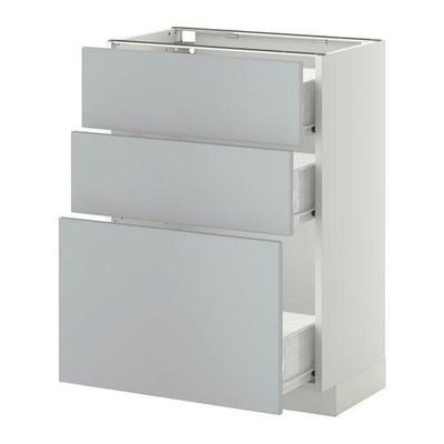 МЕТОД / ФОРВАРА Напольный шкаф с 3 ящиками - 60x37 см, Веддинге серый, белый МЕТОД / ФОРВАРА Напольный шкаф с 3 ящиками - 60x37 см, Веддинге серый, белый